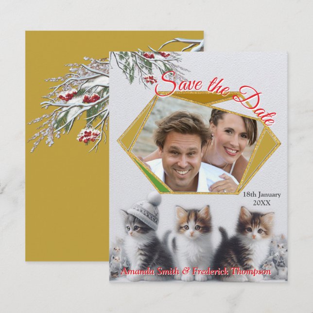 Anúncio Celebrações de inverno na neve, com Kittens (Frente/Verso)