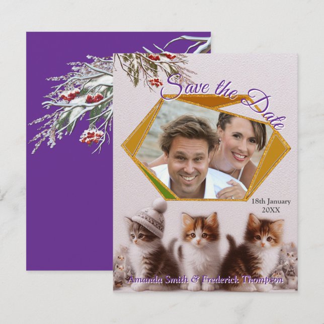 Anúncio Celebrações de inverno na neve, com Kittens (Frente/Verso)