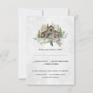 Anúncio Celeiro Elegante RSVP Casamento Aquarela