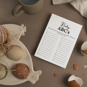 Anúncio Chá de fraldas de jogo do bebê ABC com caligrafia 