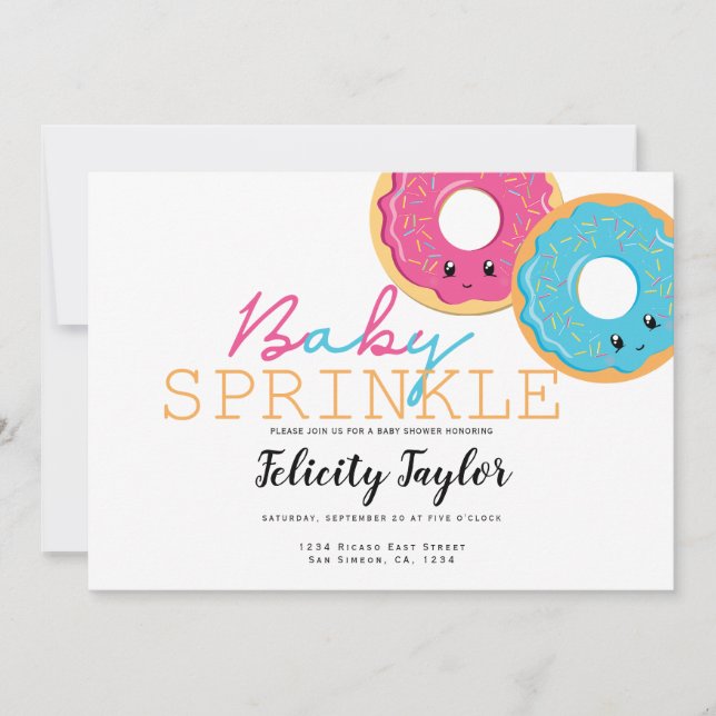 Anúncio Chá de fraldas de rosquinha espiralada Gêmeos cor- (Frente)