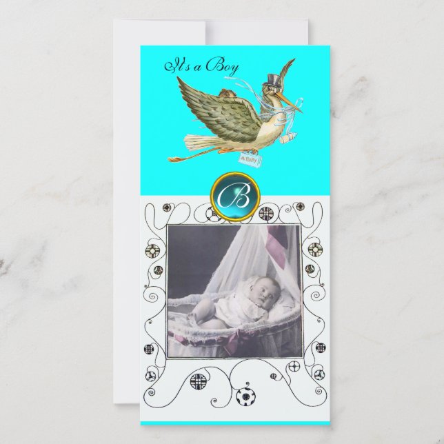 Anúncio CHÁ DE FRALDAS DE STORLS MONOGRAM aquamarine (Frente)