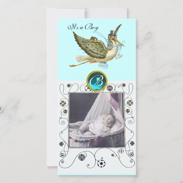 Anúncio CHÁ DE FRALDAS DE STORLS MONOGRAM aquamarine (Frente)