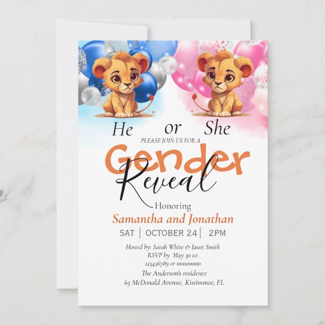 Anúncio Chá de fraldas Gênero Revelar Azul e Rosa (Frente)