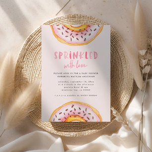 Anúncio chá de fraldas rosa-rosa-rosquinha giro-moderno