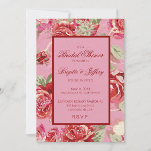 Anúncio chá de panela rosa vermelha clássico floral impres