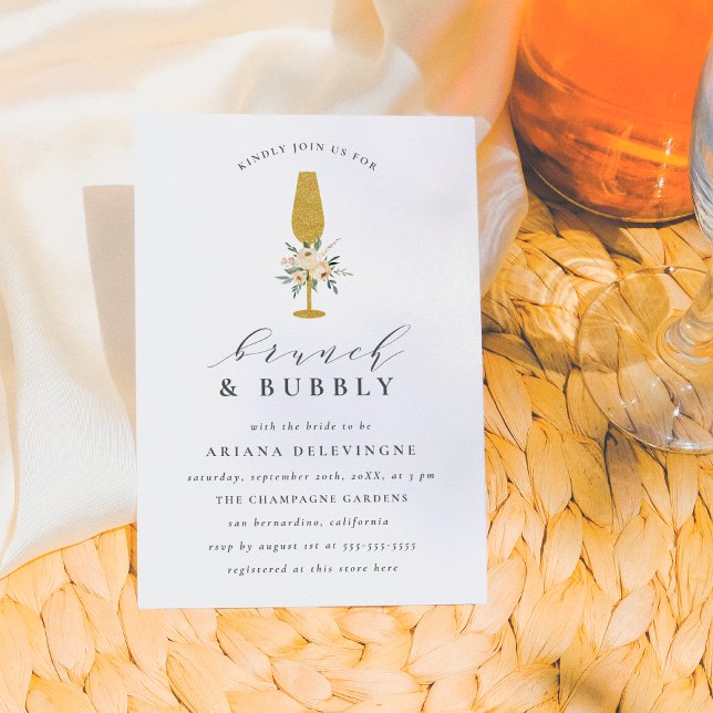 Anúncio Champagne Dourada Watercolor Brunch e Bubble (Criador carregado)
