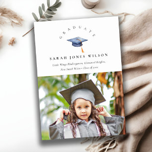 Anúncio Chapéu Mínimo Elegante de Graduação de Fotos