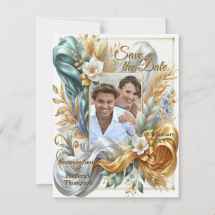 Anúncio Chic Elegant Swirls in Dourado, Silver, Blue, Yell