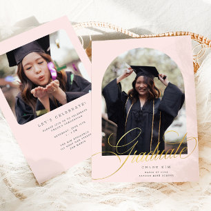 Anúncio Chic Gold Script Arco Rosa Bege Graduação Foto