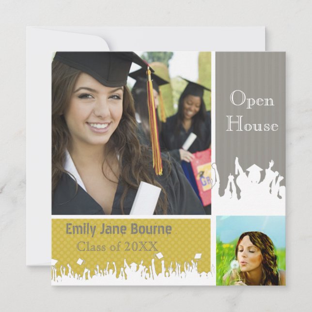 Anúncio Cinza e Imagens de Mais velho Amarelo Classe de 20 (Frente)