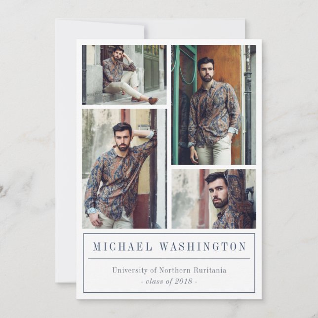 Anúncio Cinza e padrão de triângulo azul 4 graduação de fo (Frente)