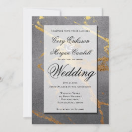 Anúncio Cinza Sofisticado com Mármore Dourado Casamento