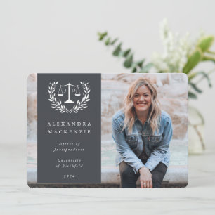 Anúncio Cinza + White JD Law Scales Laurel Wreath Photo