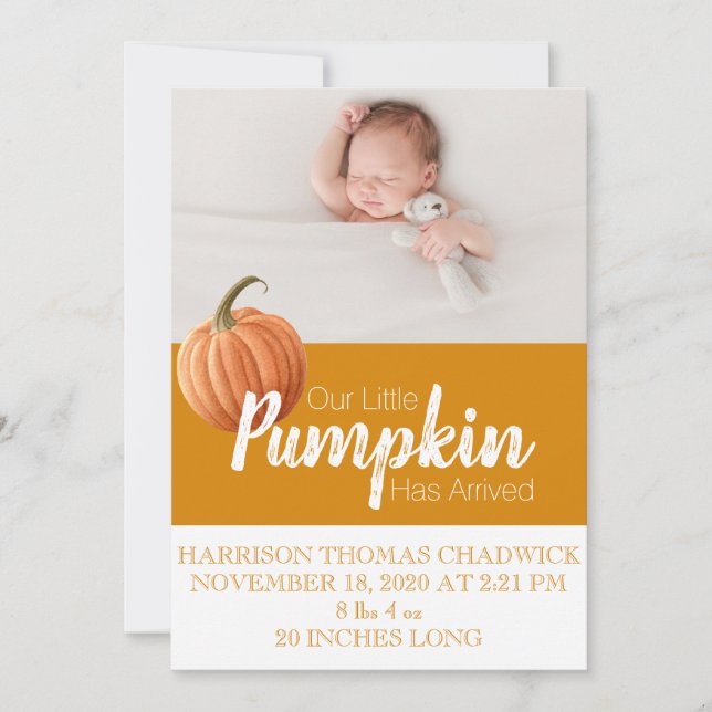 Anúncio Citrine Fall Harvest Pumpkin Solteiro Photo Baby (Frente)