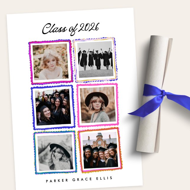 Anúncio Class of 2026 Graduate 6 Photo Collage High School (Criador carregado)