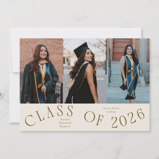 Anúncio Class of 2026 Typography Grad Photo Cream (Frente)