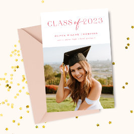 Anúncio Classe de 2023 Foto Graduation Invitation Red