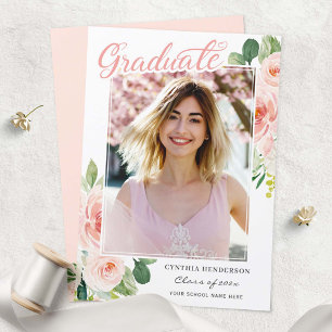 Anúncio Classe de 2023 Graduação de Meninas Florais Rosa-B