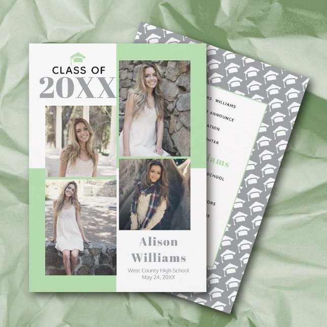 Anúncio Classe de 2023: quatro fotos, cinza de graduação (Criador carregado)