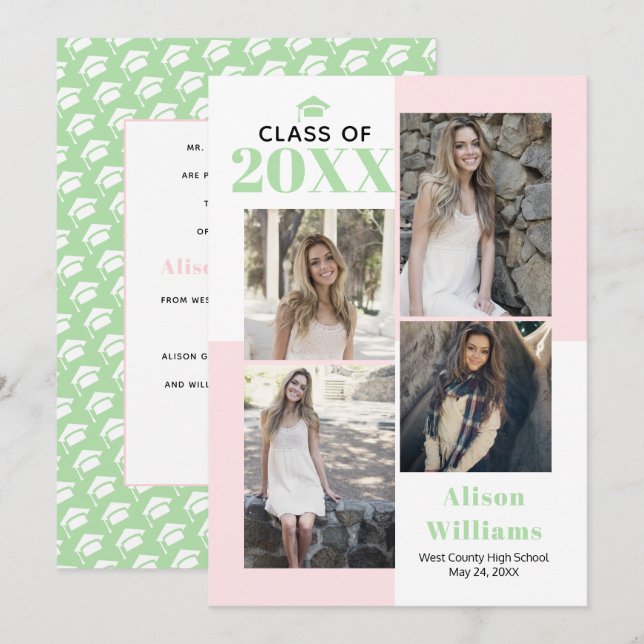 Anúncio Classe de 2023: quatro fotos, flush, graduação de  (Frente/Verso)