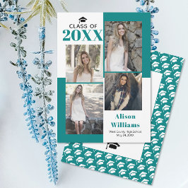 Anúncio Classe de 2025: quatro fotos, graduação em azul-la