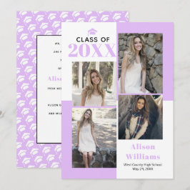 Anúncio Classe de 2025: quatro fotos, graduação em lavanda