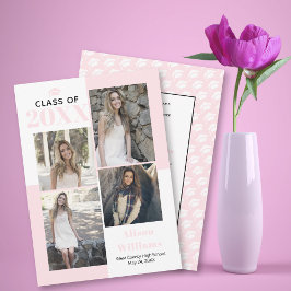 Anúncio Classe de 2025: quatro fotos, graduação rosa-pince