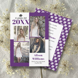 Anúncio Classe de 2025: quatro fotos, graduação roxa