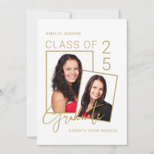 Anúncio Classe De 25 Graduação De Script Dourado De Foto