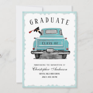 Anúncio Classe de Caminhão Azul Vintage de Graduação 20