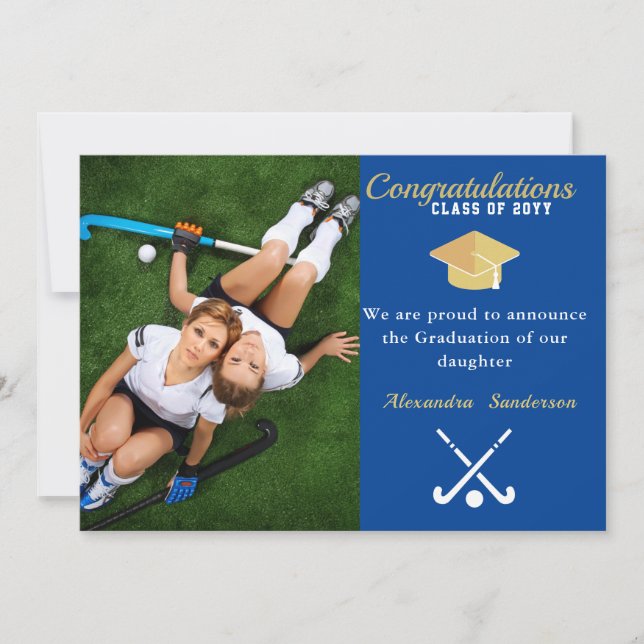 Anúncio Classe de Graduação de Foto de Hóquei em Campo de  (Frente)