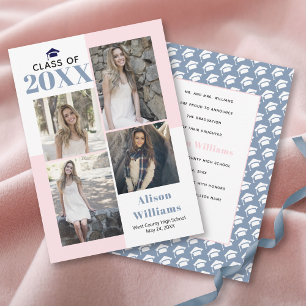 Anúncio Classe de graduação de fotos azul empoeirada, blus