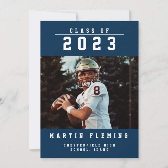 Anúncio Classe Esportiva de Graduação Azul de Foto Persona (Frente)