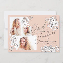 Anúncio Classe floral ilustrada à mão do formando de 2019