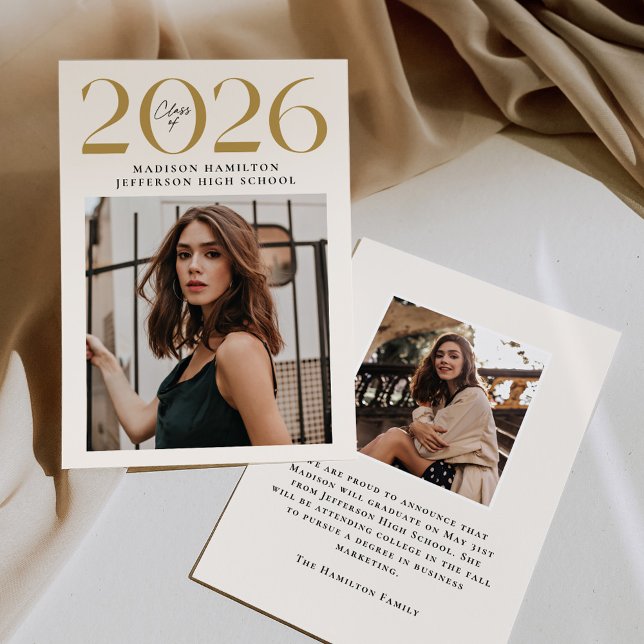 Anúncio Classe Moderna de 2025 Graduação de Foto Dourada 2 (Criador carregado)