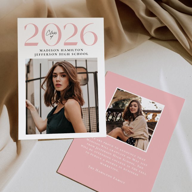 Anúncio Classe Moderna de 2025 Graduação de Foto Rosa 2 (Criador carregado)