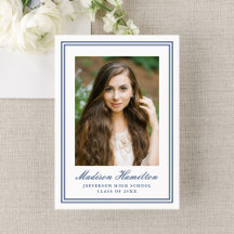 Classic Navy Double Border Photo Graduation