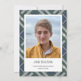 Anúncio Classic Plaid Photo Graduation Announcement Card