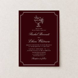 Anúncio Classic Wine Red Double Frame Wedding Invitation