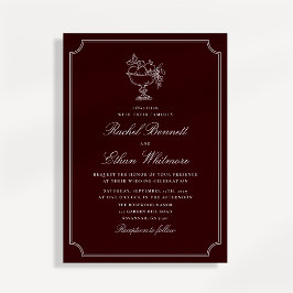 Anúncio Classic Wine Red Double Frame Wedding Invitation