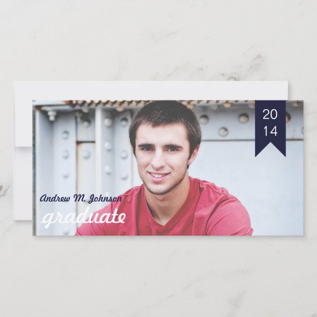 Anúncio clássico de graduação em azul de Marinho (Frente)