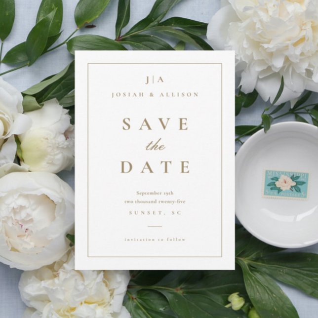 Anúncio Clássico de Monograma para Salvar a Data (Classic and elegant wedding monogram save the date announcement card.)