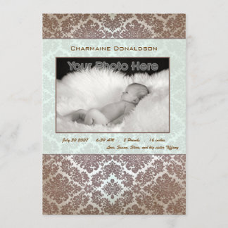 Anúncio clássico de nascimento de bebê verde