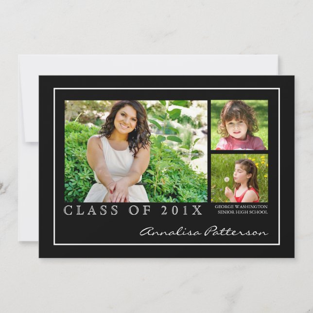 Anúncio clássico & elegante da foto da graduação 3 (Frente)