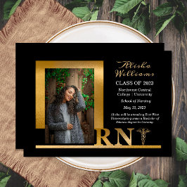 Anúncio Clássico Elegante Dourado RN Caduceus 1 Foto Preto