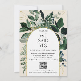 Anúncio Código QR, Casamento Botânico Moderno Beige Elegan