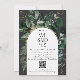 Anúncio Código QR, Casamento Verde Botânico Moderno Elegan