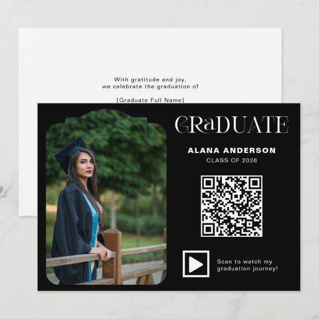 Anúncio Código QR de Foto de Formatura Moderna Minimal Arc (Frente/Verso)