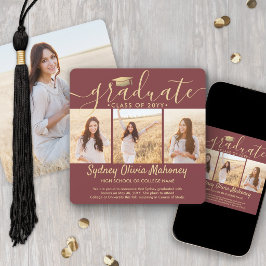 Anúncio Colagem de Formatura Moderno com 4 Fotos em Burgun